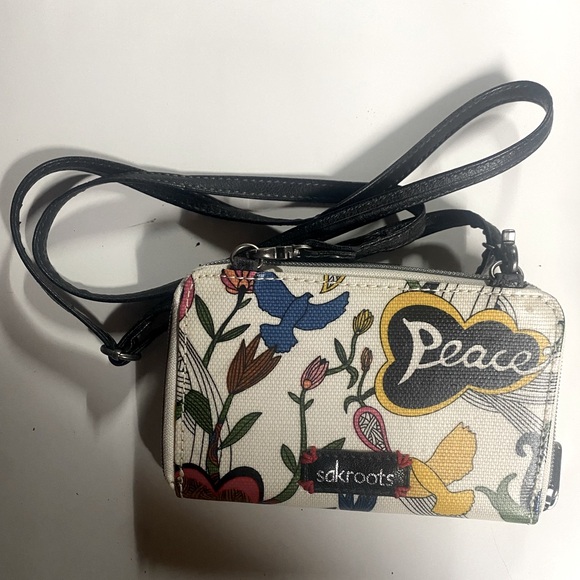Sakroots Optic Peace Artist Circle Wristlet Graphic Zip Around Wallet Detachable - Picture 1 of 10